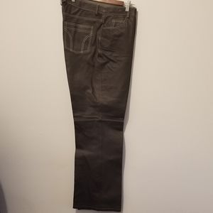 Leather Pants Brown with White Stitching,  14, Bootcut 5 Pockets Leather Jeans